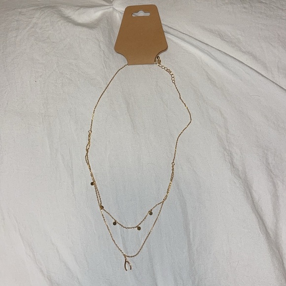 Layered gold necklace wish bone - Picture 2 of 2